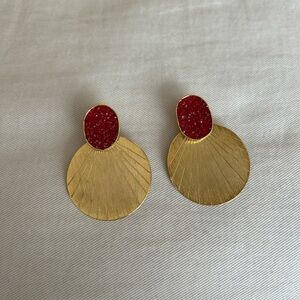 New large gold and druzy statement earrings